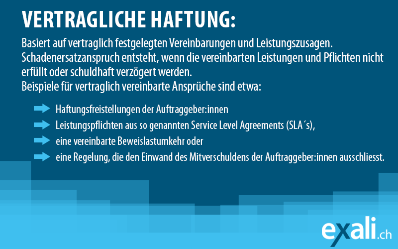 Wissenswertes zur vertraglichen Haftung zusammengefasst.